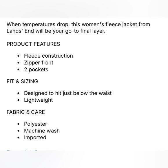 Lands' End plus size 14-16 grid fleece full zip vest 2 pockets casual wear pink - Picture 10 of 13